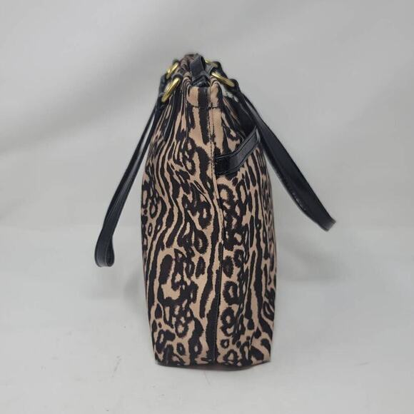 Coach Ocelot Leopard Animal Print Canvas Tote Bag Handbag Purse Tan Brown - Picture 3 of 10